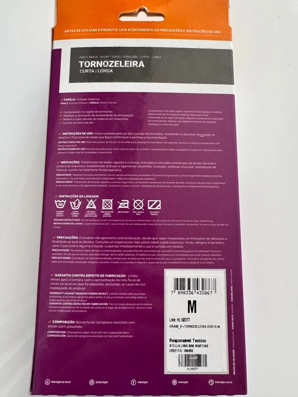 Tornozeleira unissex 