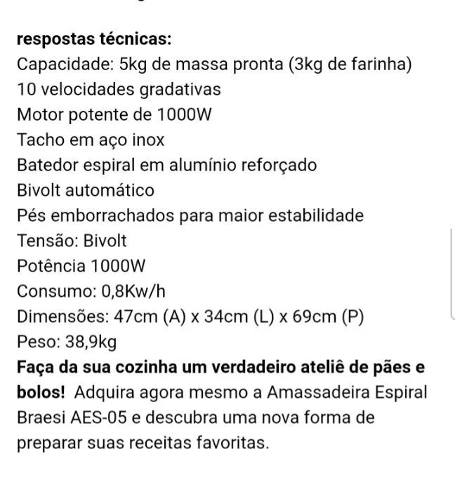 Amassadeira espiral Baesi NOVA** - Foto 4