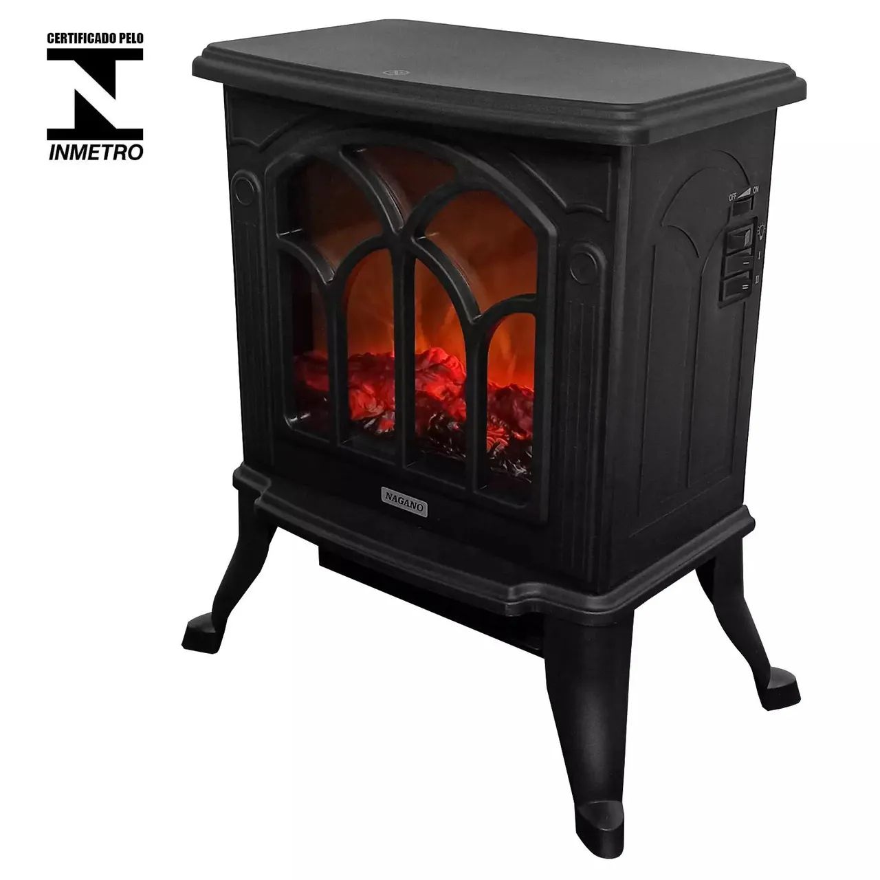 Aquecedor Elétrico Lareira Retrô Chama 3D 110v