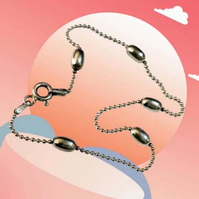 Pulseira de Prata Polida Elos bolinhas - Foto 5