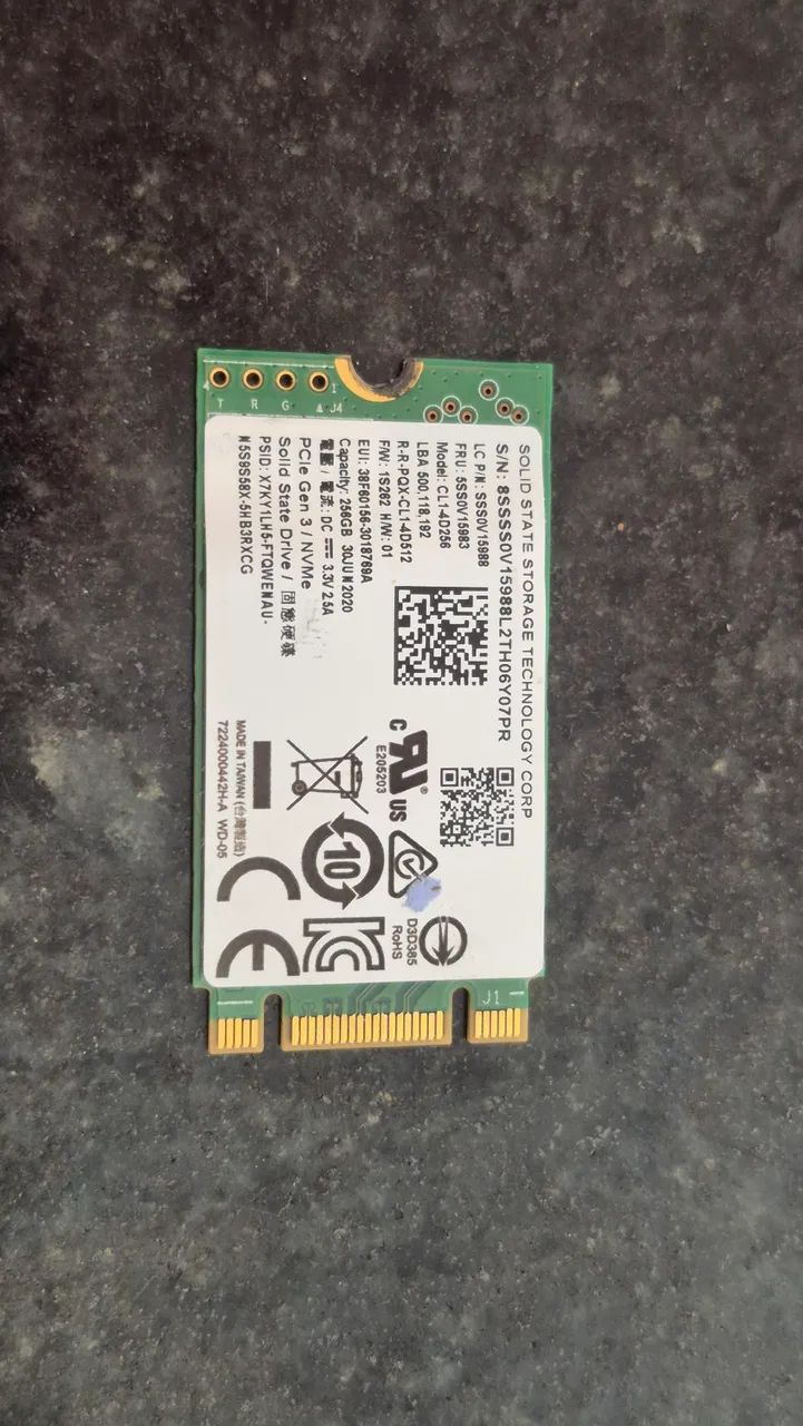 SSD 256GB PCIe Gen 3 NVMe