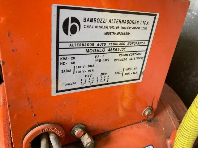 Grupo Gerador Motor Tramontini Diesel Alternador Bambozzi 20 kva monofásico painel c/ QTA - Foto 5