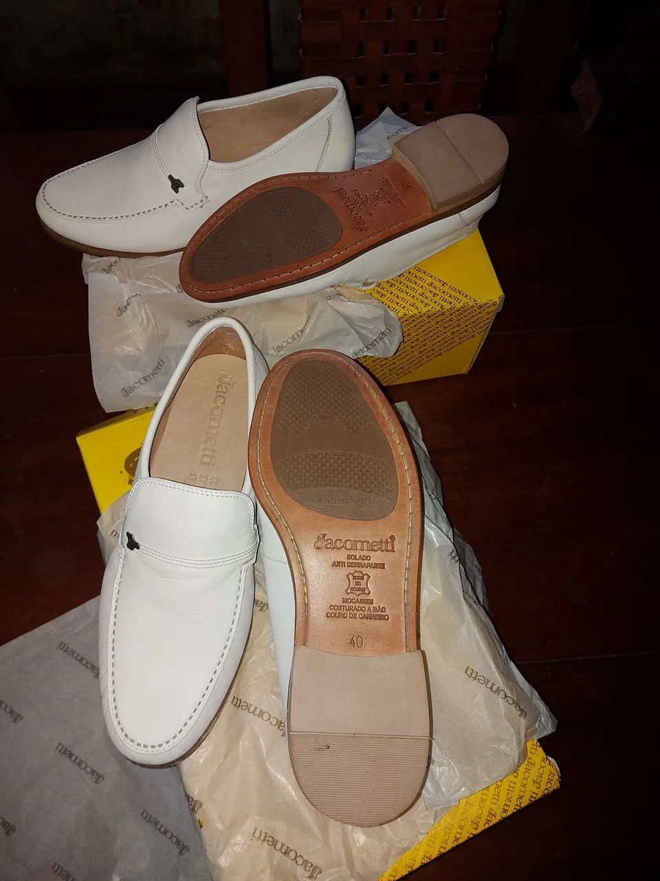Mocassim branco em couro Jacometti - Foto 4