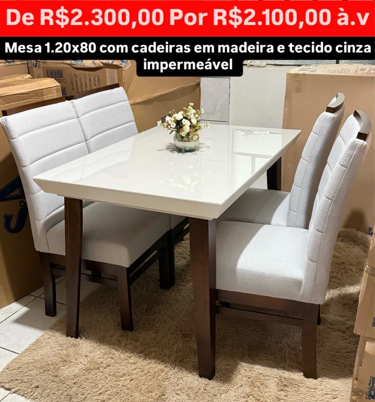 Mesas de jantar com 4 cadeiras em madeira a pronta entrega