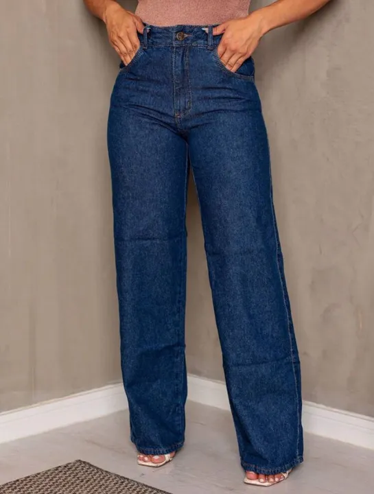 Calça Jeans Wide Leg Azul SHEIN