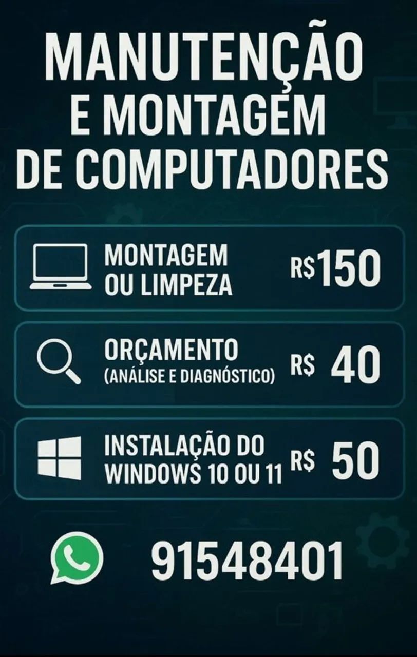 Limpeza e montagem de computadores 