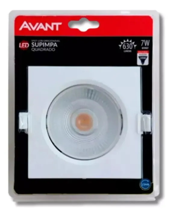 Spot Led 7w Quadrado Branco Quente 3000k Avant