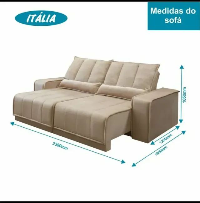Sofá Retrátil e Reclinável Itália, Assento com Molas - Estofados Linhares - Foto 4
