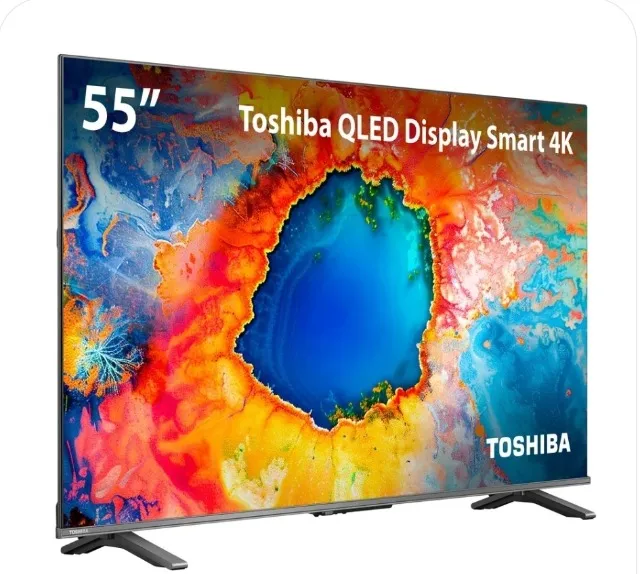 Smart TV QLED 55" 4K Toshiba 55C450NS Google TV 3 HDMI 2 USB Wi-Fi TB035M