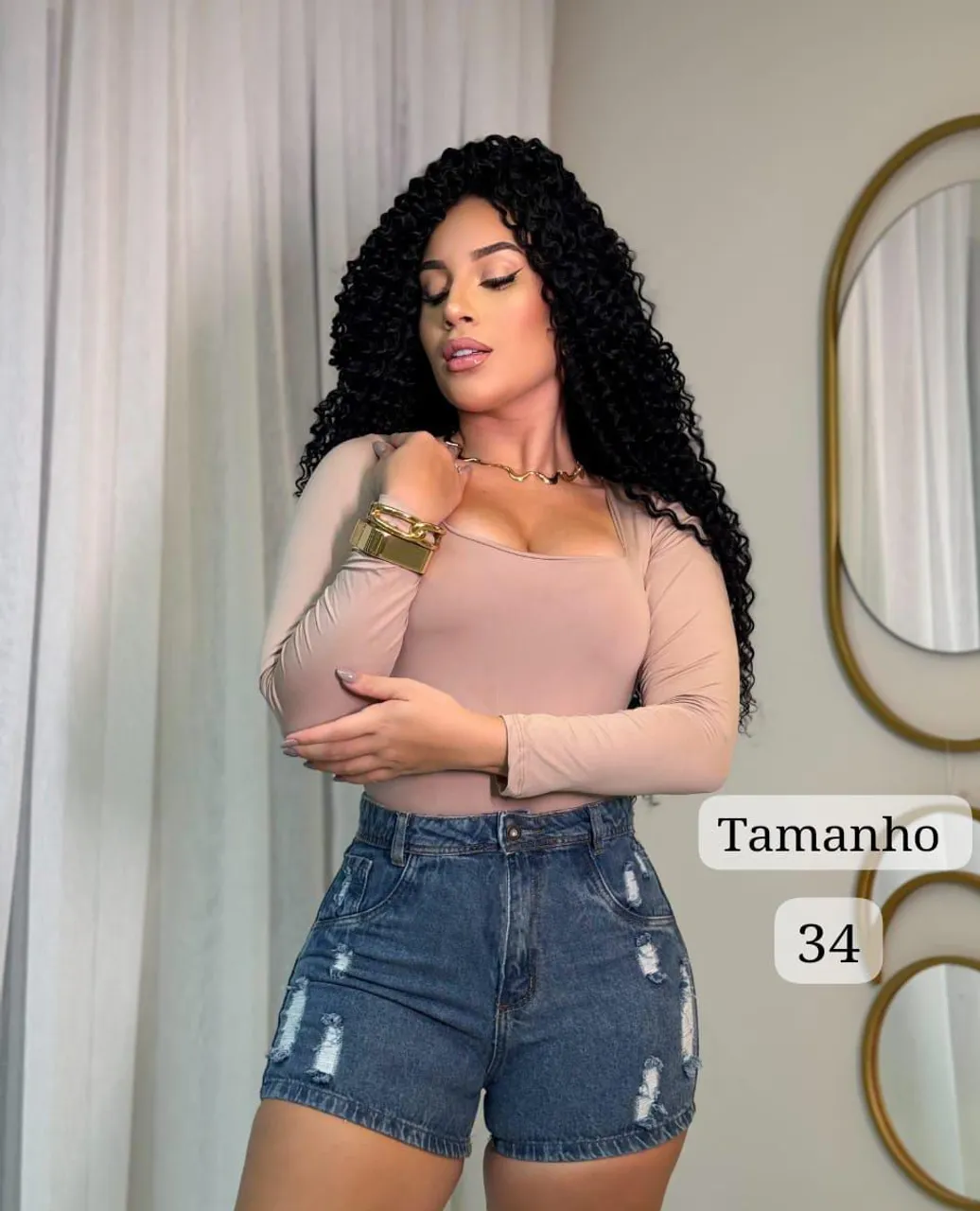 Shorts Jeans Destroyed Tamanho 34