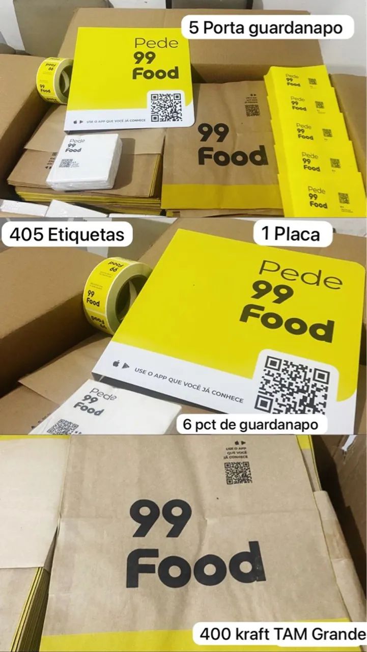 Kit 99 Food: Porta guardanapo, etiquetas e sacolas