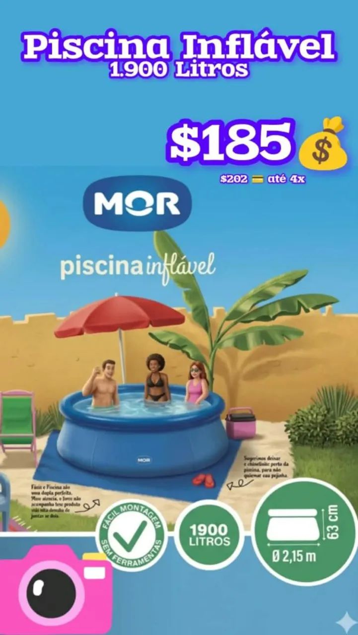 Piscina inflável 1.900 litros 