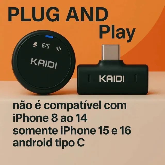 Microfone Lapela Magnético Alta Qualidade Kaidi Redução Ruído Iphone Android Tipo C P4-C - Foto 2