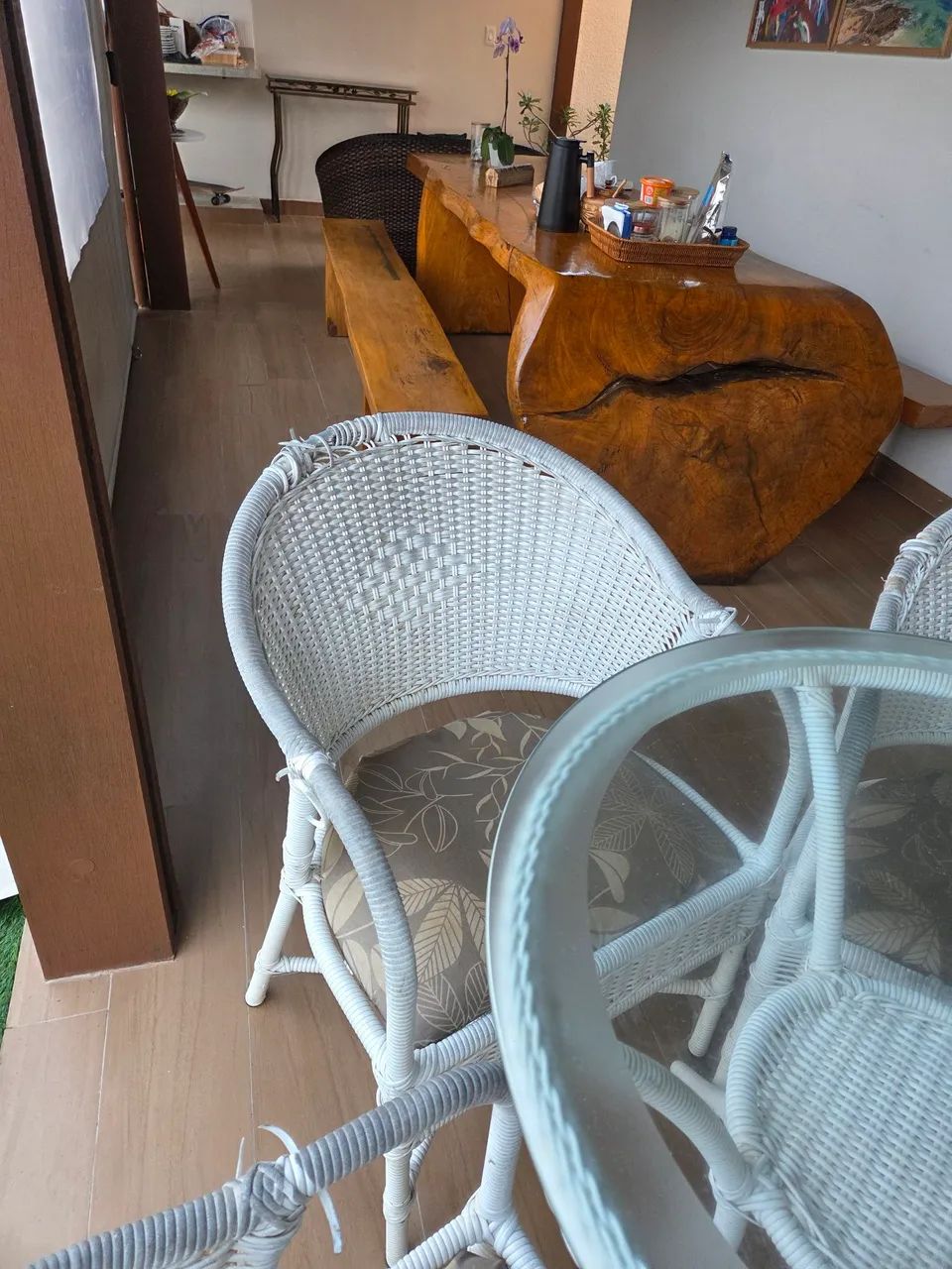 Mesa e cadeiras de Vime - Foto 4