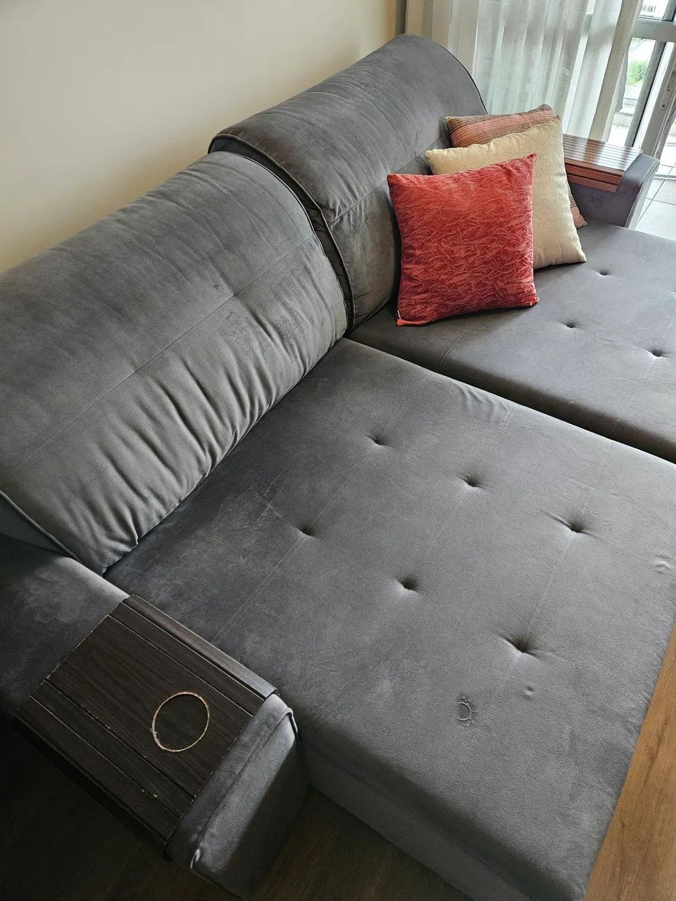 Sofá retrátil e reclinável Suede - Foto 5