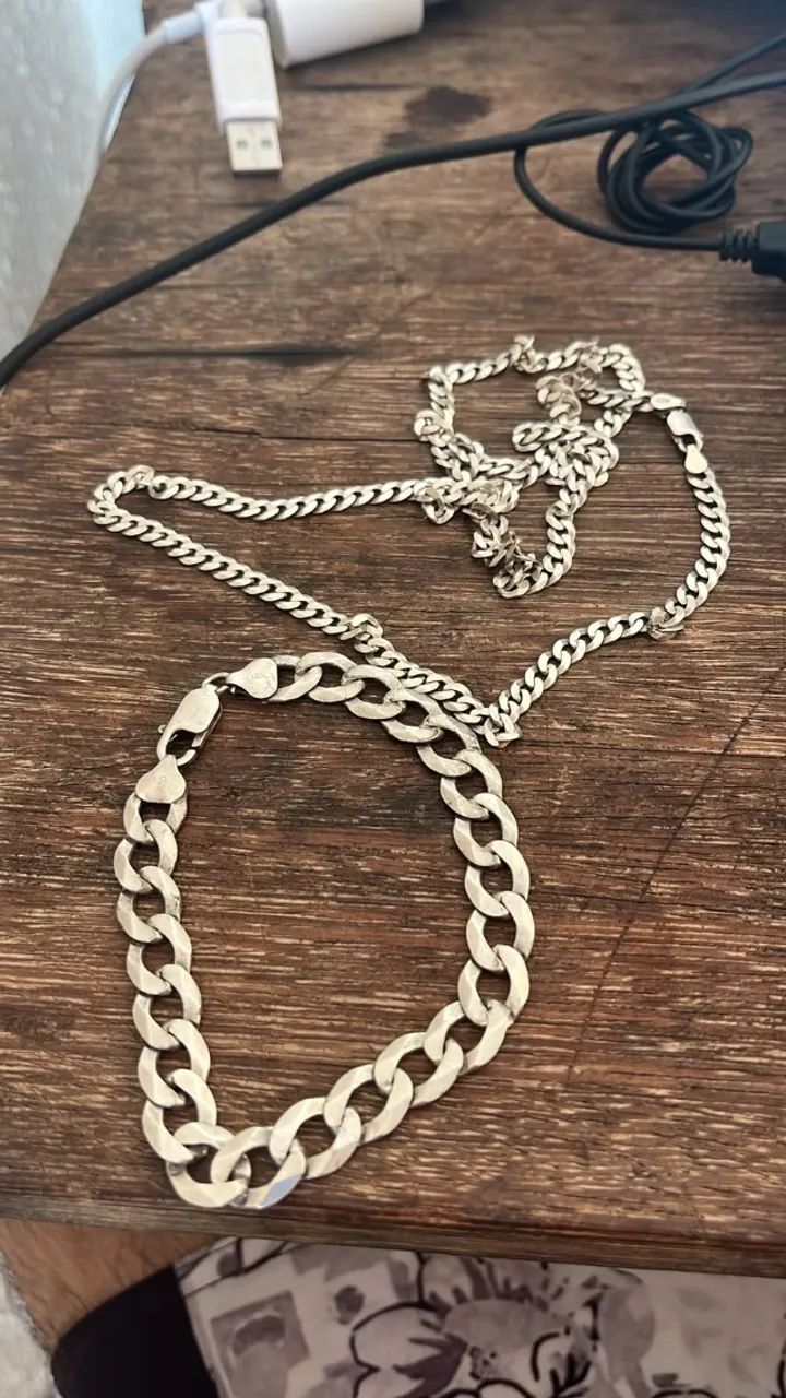 CORDÃO + PULSEIRA PRATA 925