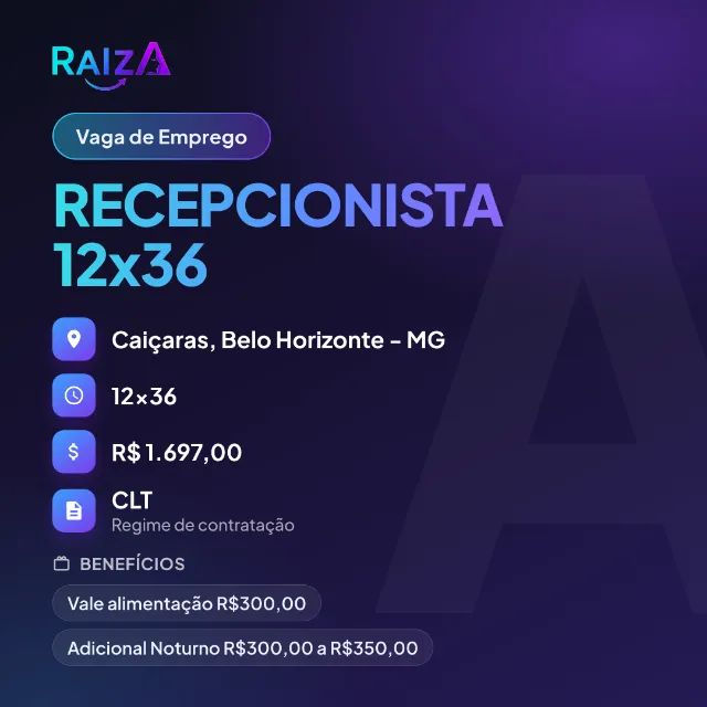 RECEPCIONISTA 12x36