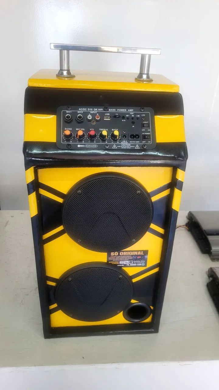 Mini Caixa Bob Karaoke 2 microfone portátil 