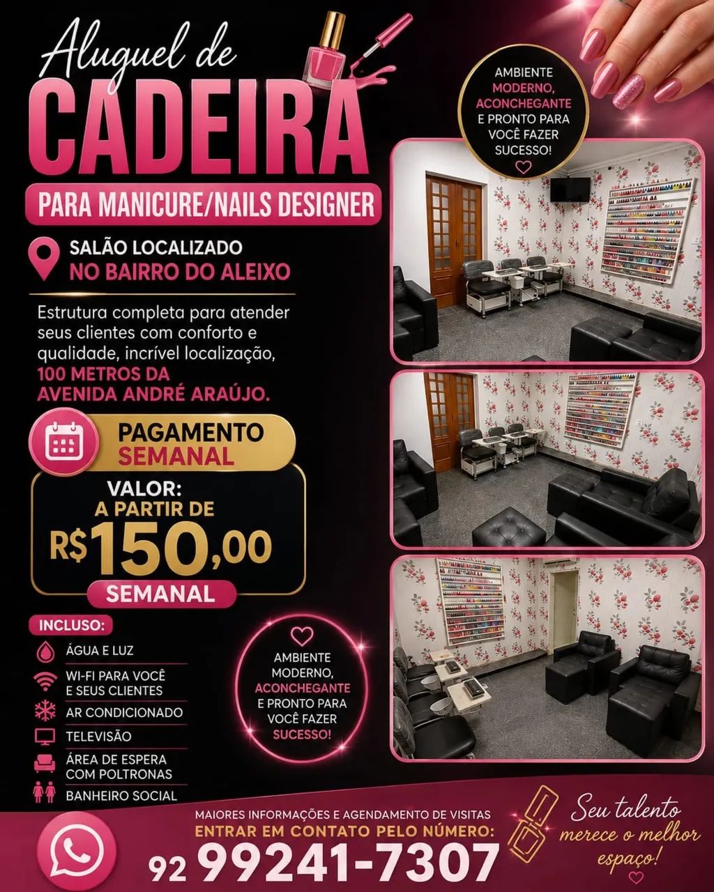 Aluguel de cadeira para manicure/nails designer 