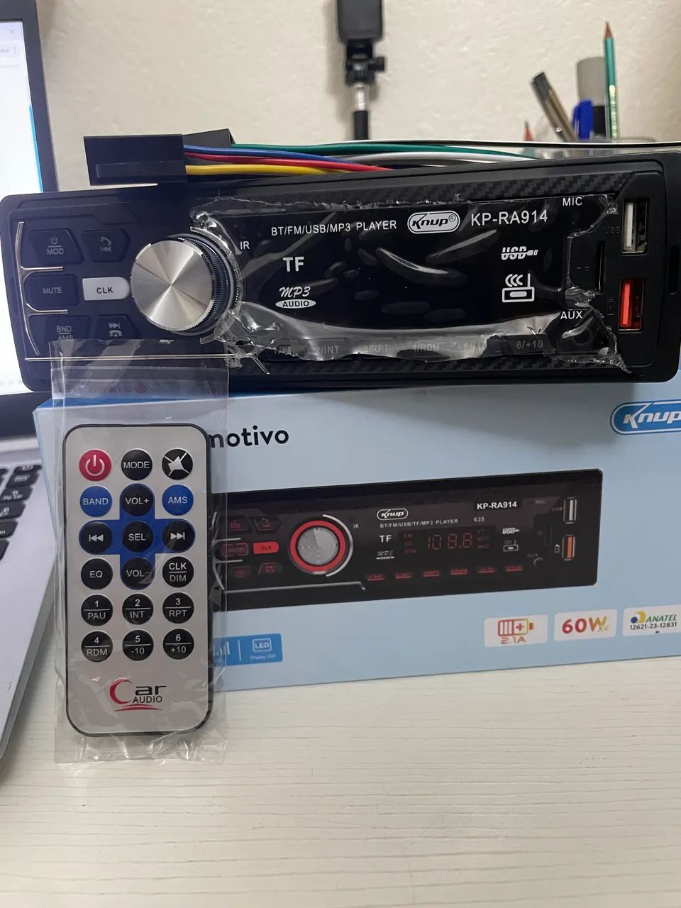 RÁDIO PARA CARRO BLUETOOTH COMPLETO