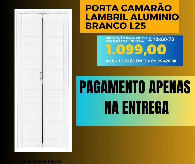 Porta Camarão Alumínio Lambril  Branco 2.10 X 0.70 Linha 25