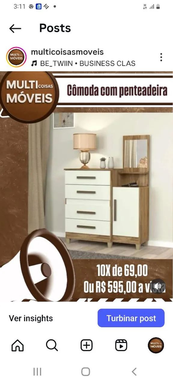 Cômoda com penteadeira 100%MDF oferta R$ 490.00 multi coisas móveis WhatsApp * 