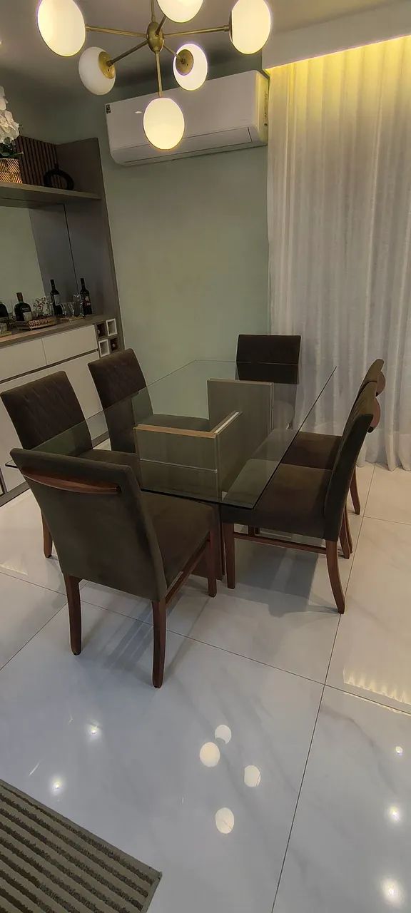 Mesa de jantar em vidro com 6 cadeiras - Foto 4