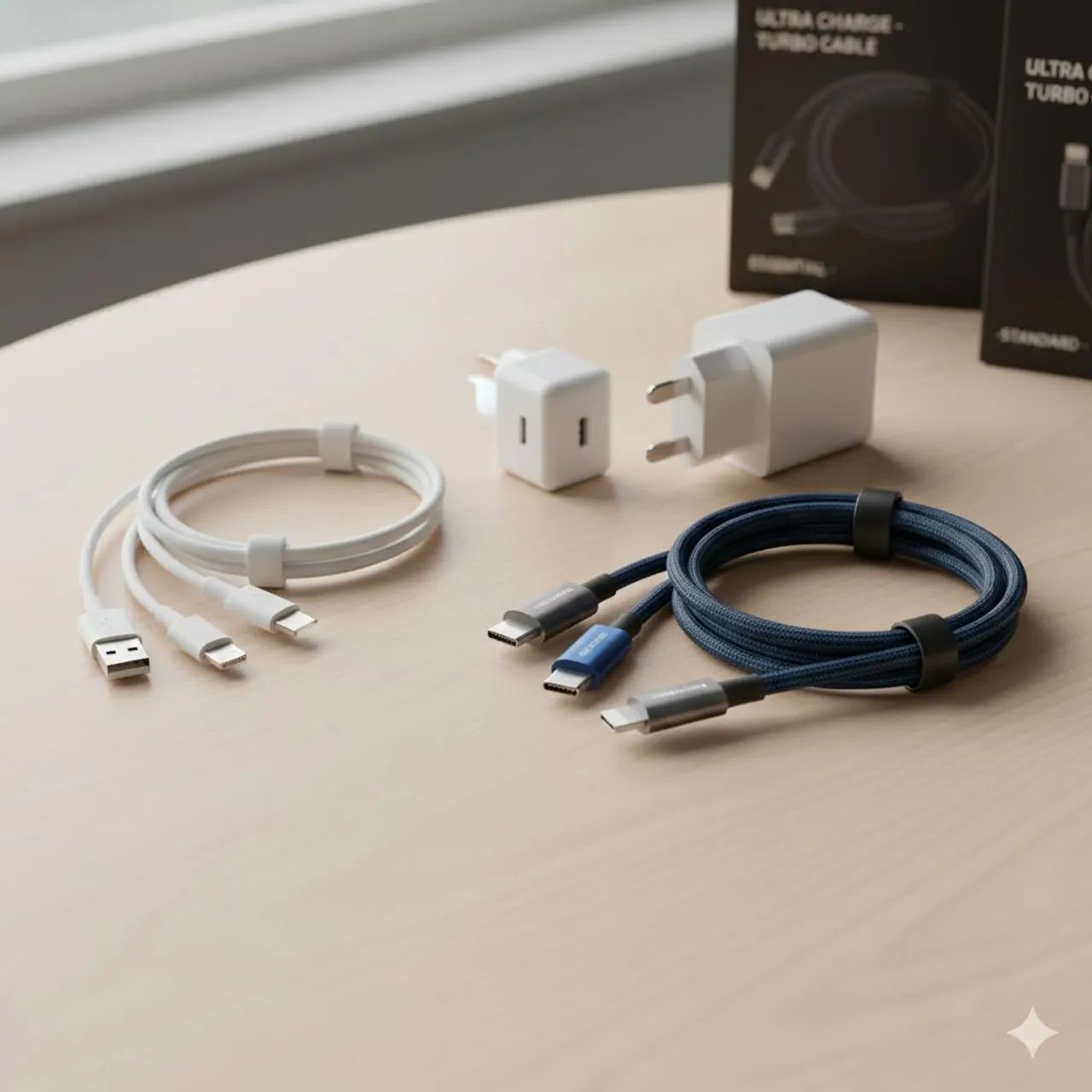 Cabos carregador iPhone e Android 