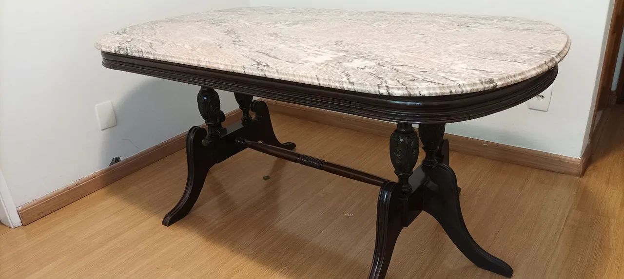 Mesa jantar jacarandá com mármore Carrara rosa - Foto 2