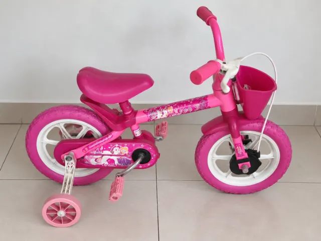 Bicicleta Infantil Rosa com Rodinhas e Cestinha - Foto 2