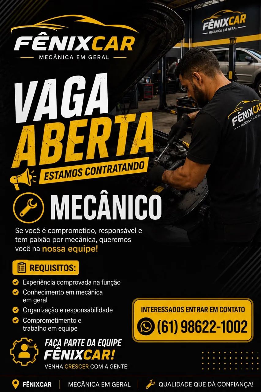 Vaga para mecânico ou auxiliar 