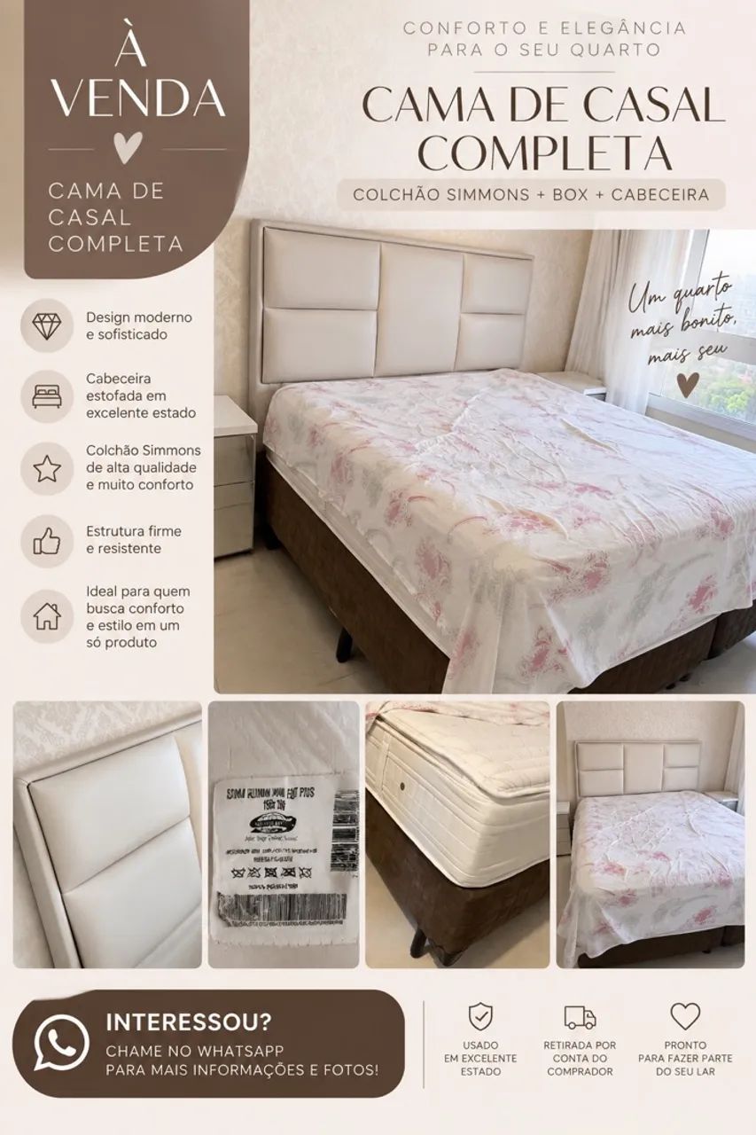Cama Simmons colchão + box+ cabeceira 