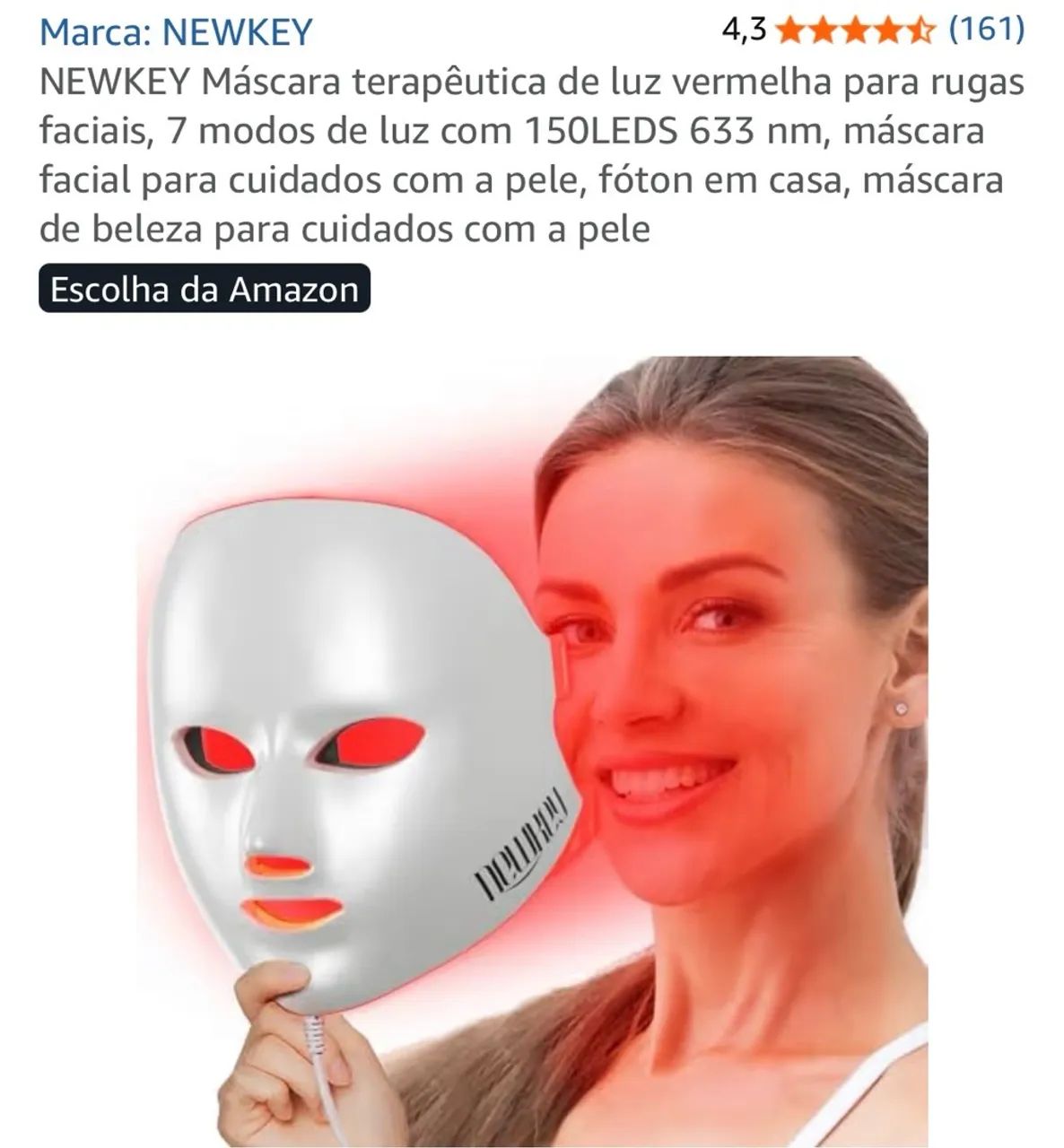 Máscara facial com Leds da Newkey 