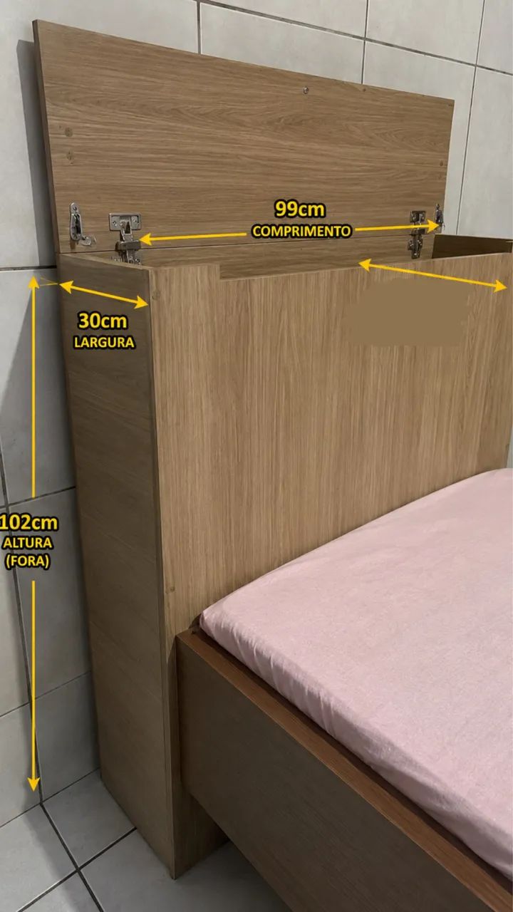 Cama de solteiro e baú em MDF + colchão  - Foto 3