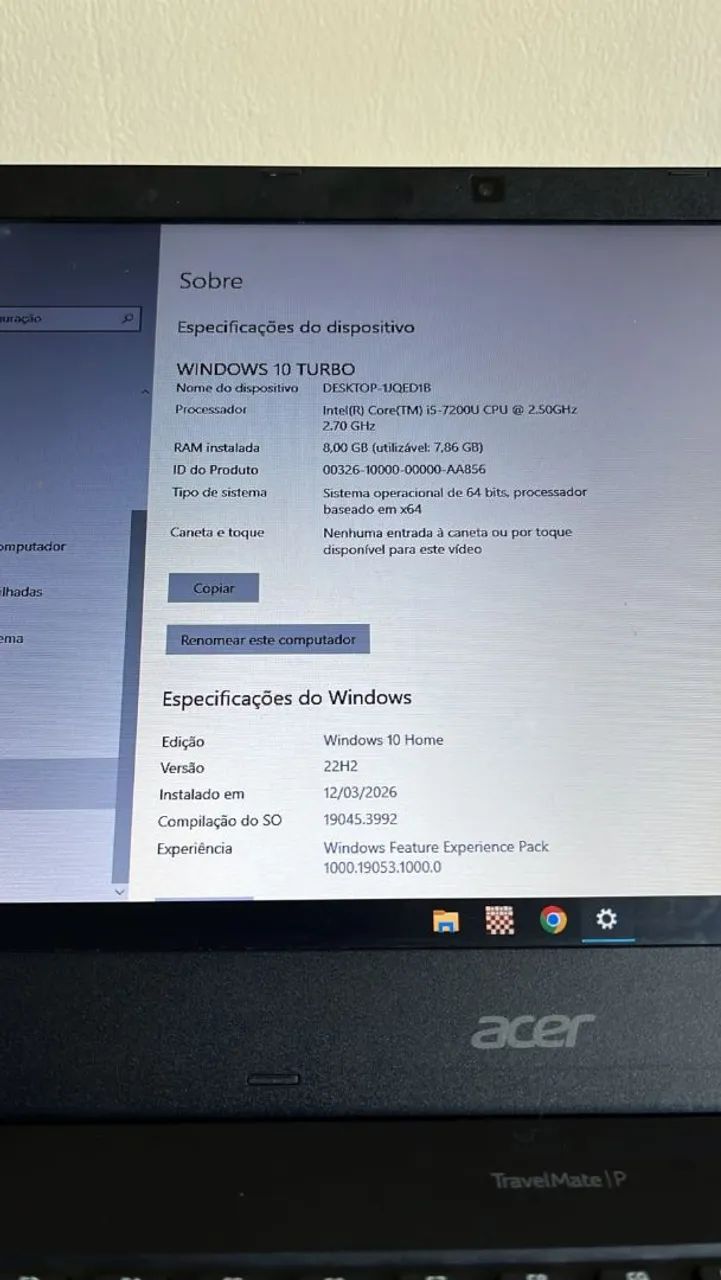 Notebook Acer 100% em perfeito estado
