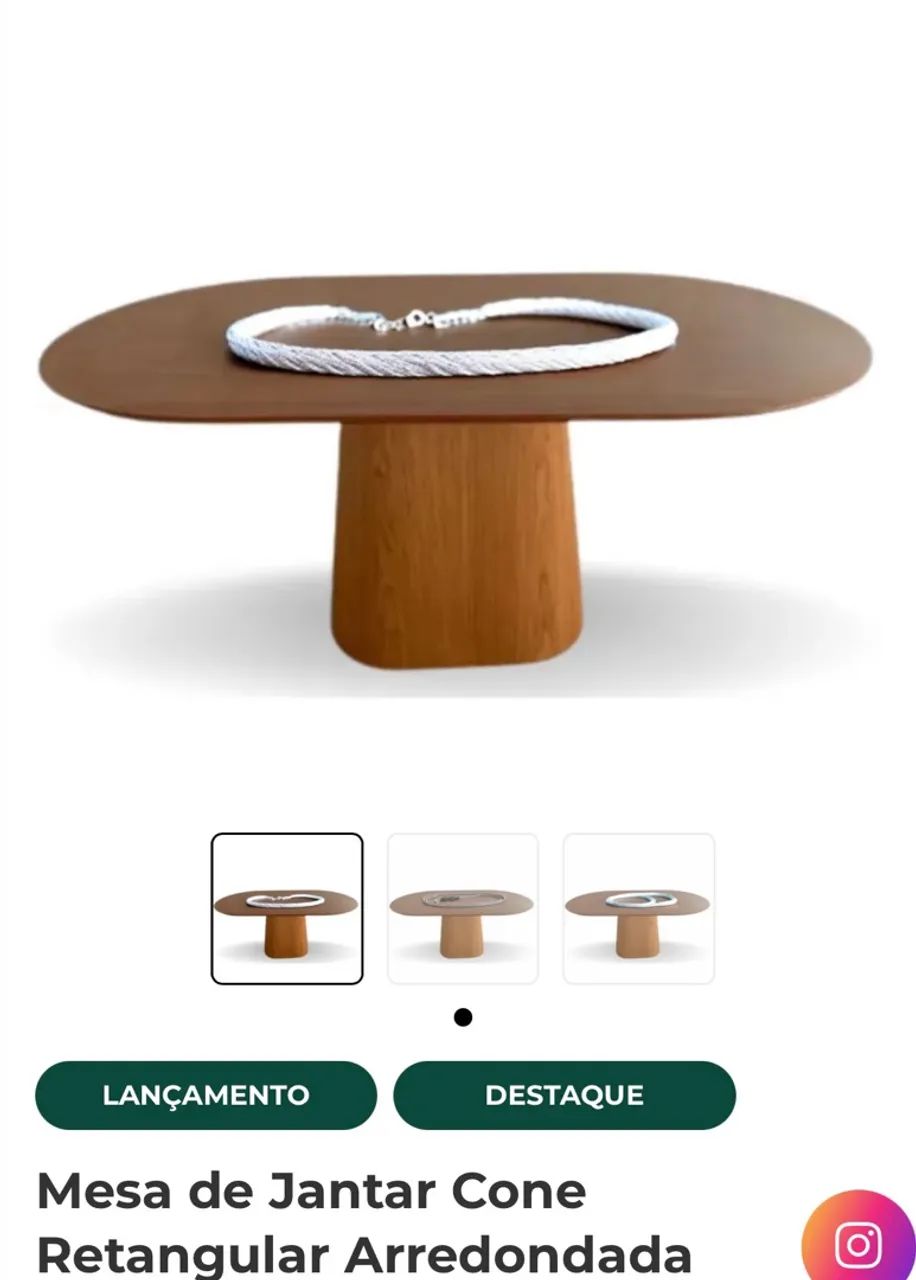 Mesa de Jantar Cone Retangular Arredondada 160x90cm Freijó - Foto 5