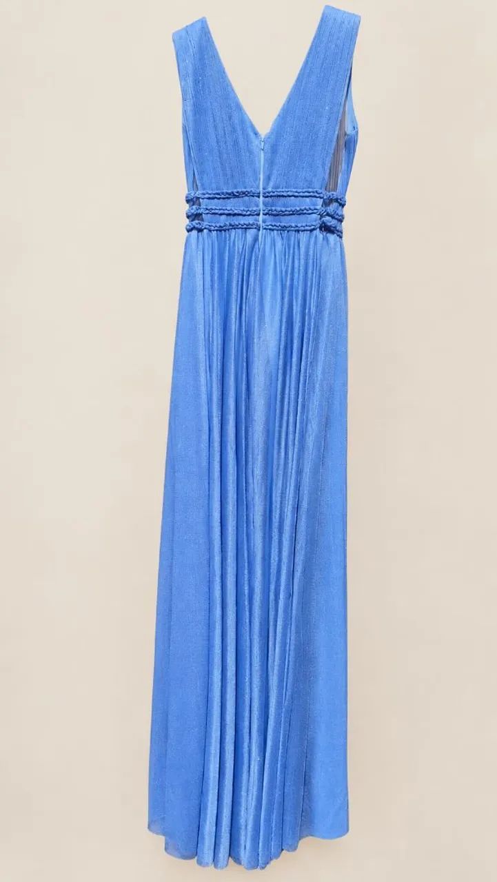 Vestido longo de festa Azul Serenity com brilho - Foto 3