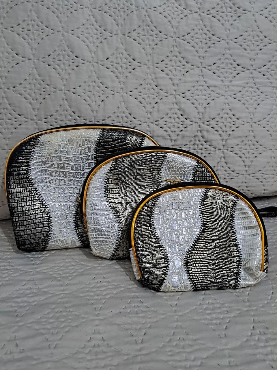 Kit Trio Necessaire em couro