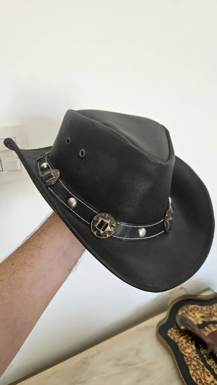 chapéu lemmy couro australiano