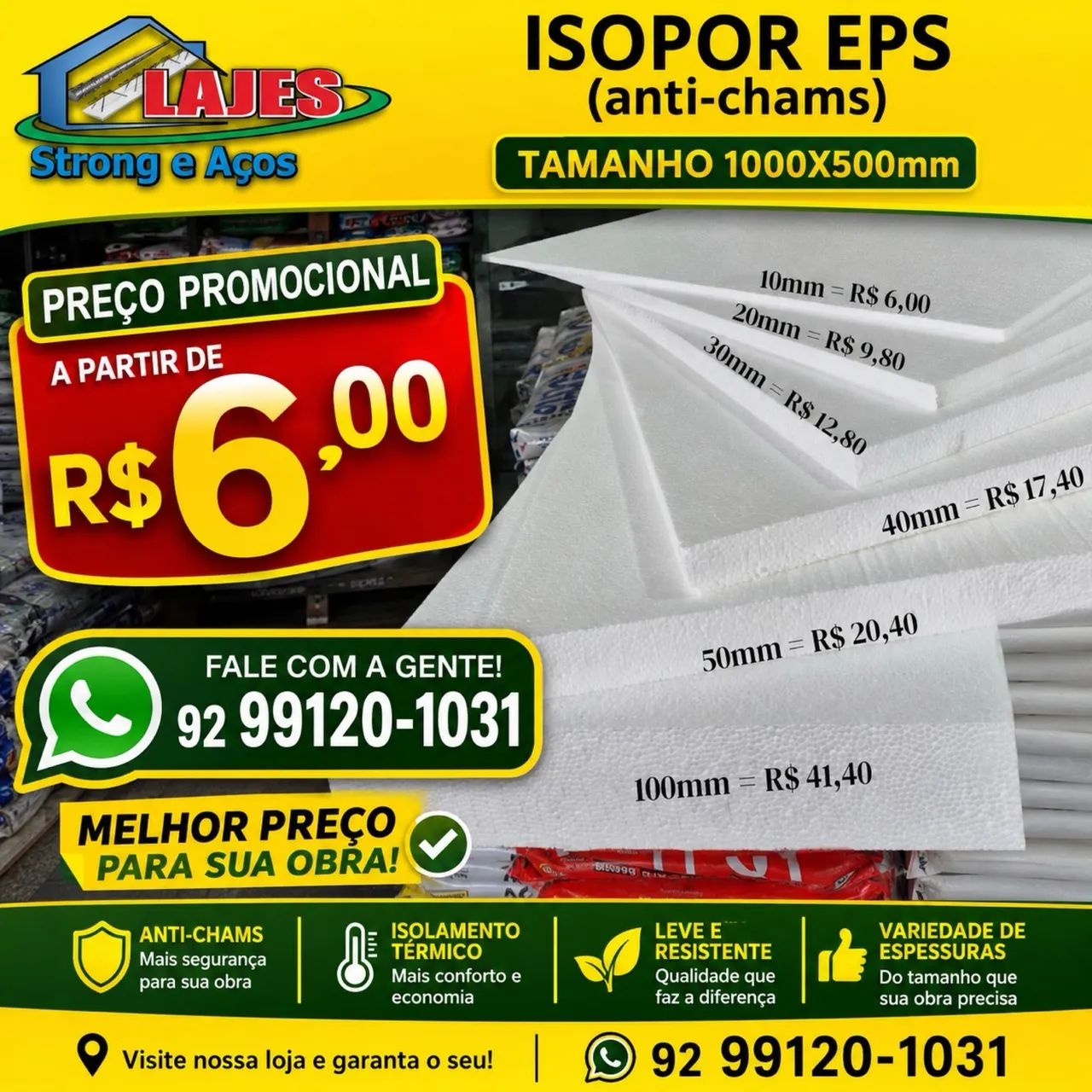 ISOPOR EPS ANTI CHAMAS PARA FORRO