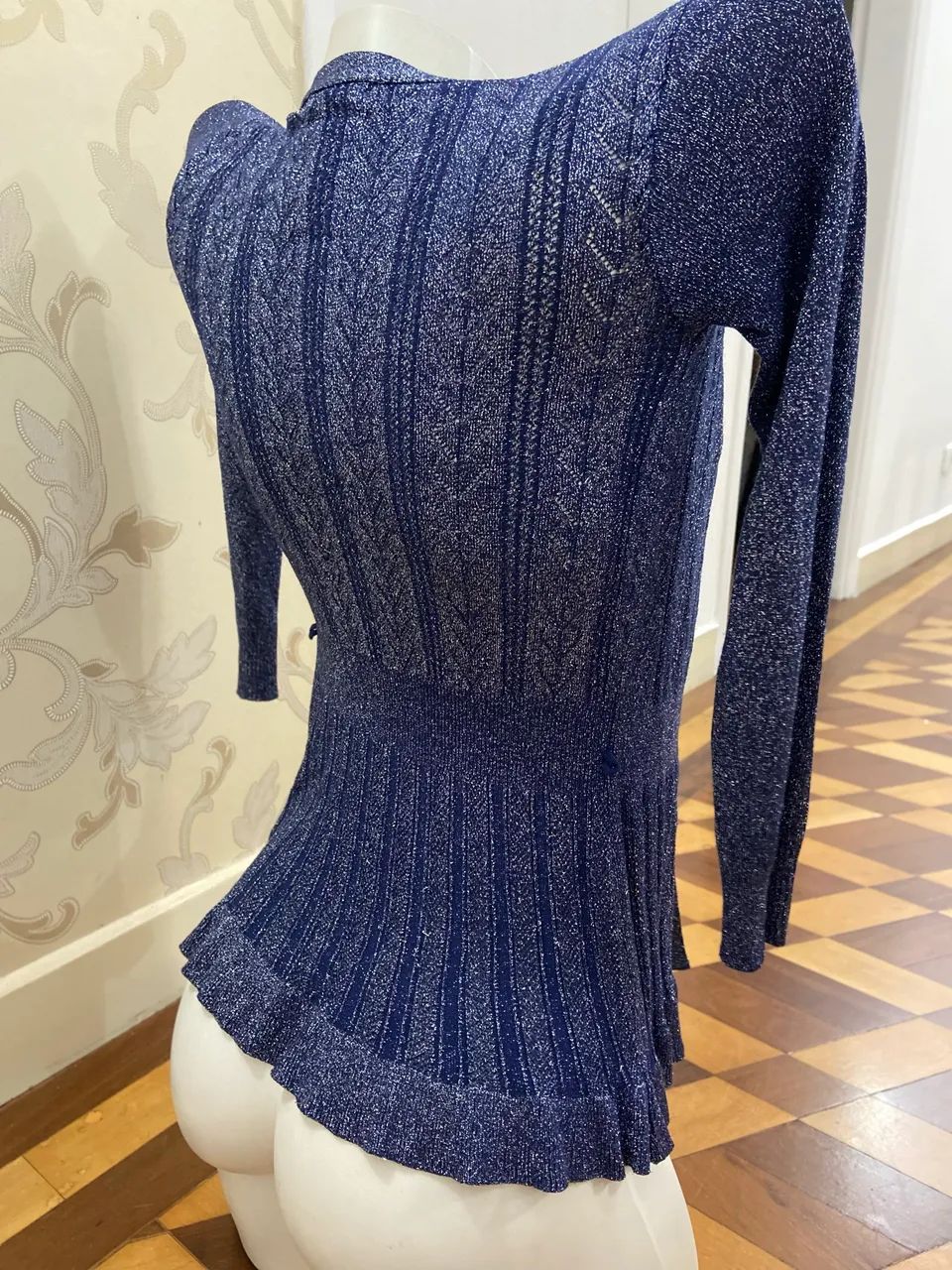 Suéter Azul Com Brilho Tamanho Único - Foto 4