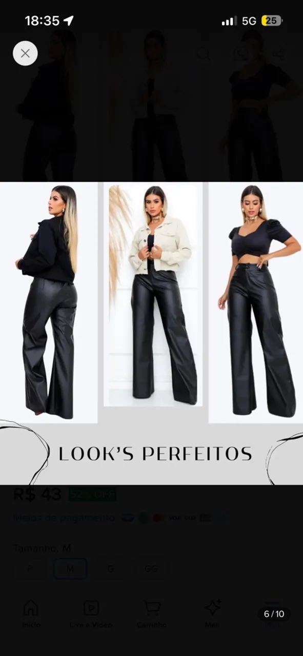 Calça couro fake preta - Foto 2