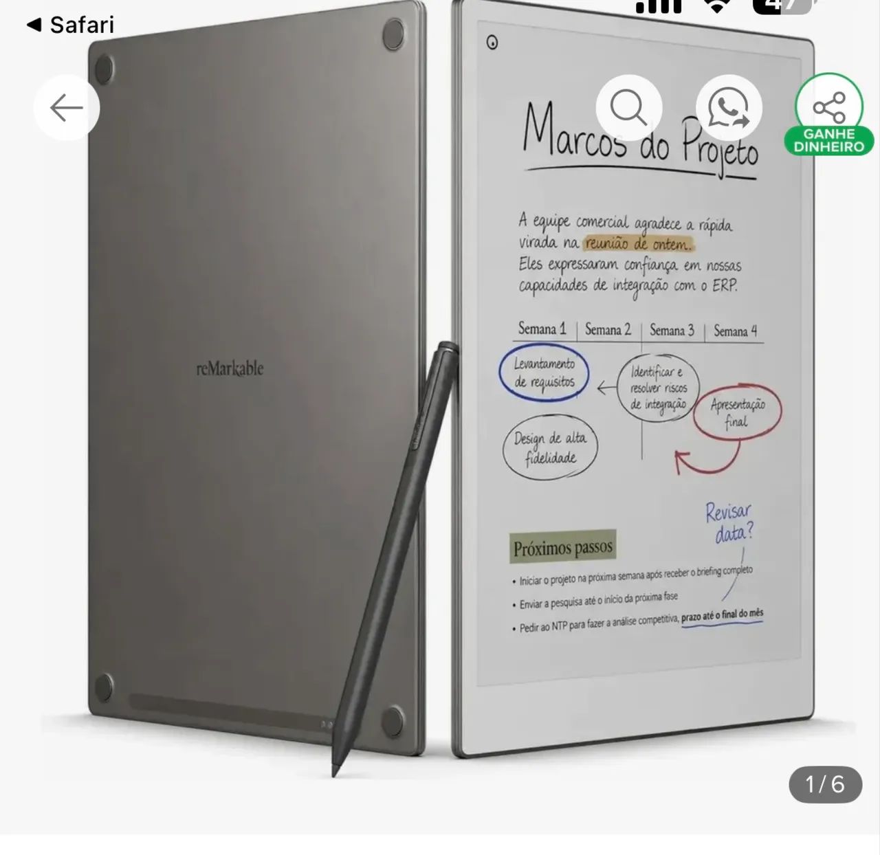 Remarkable Paper Pro 11.8 Tablet Com Caneta Marker Plus