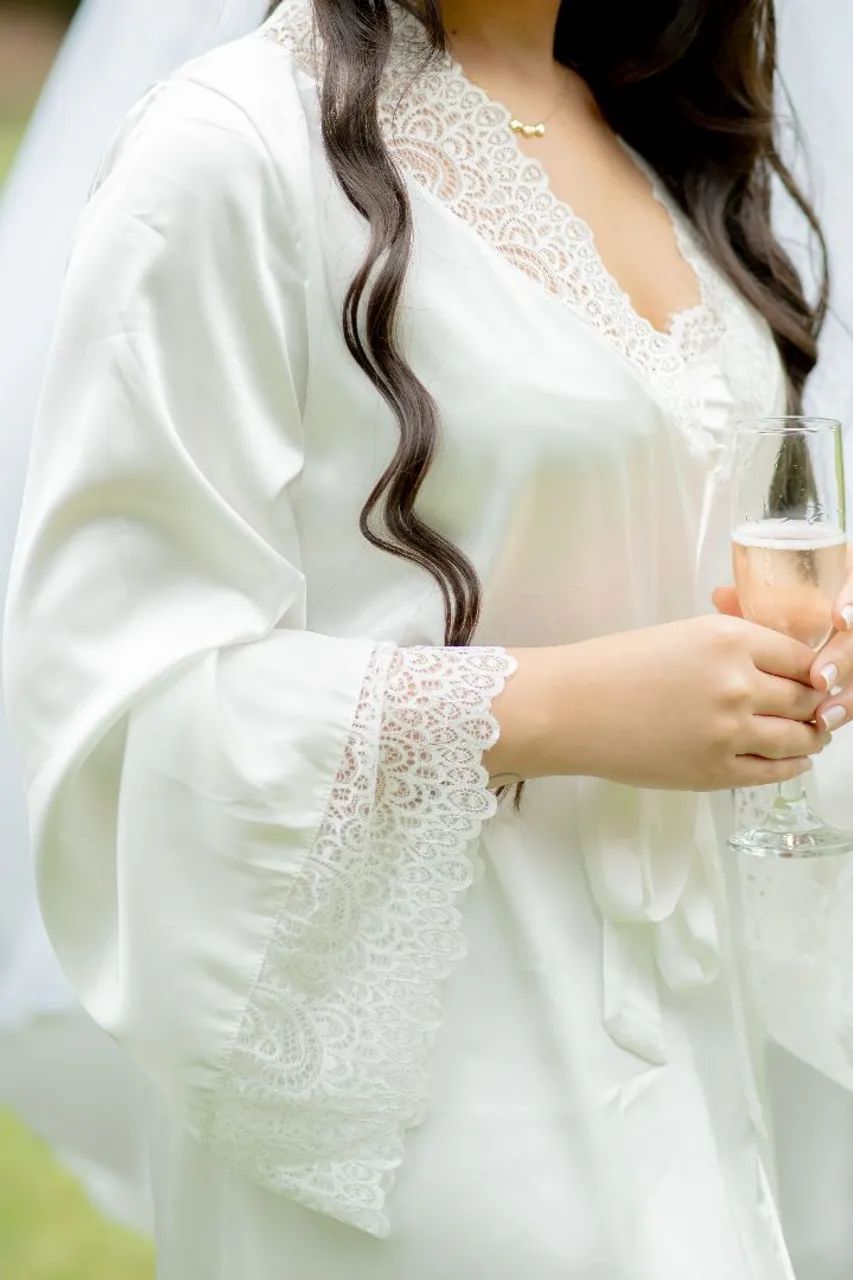 Robe e Camisola Noiva bordado longo - M  - Foto 3