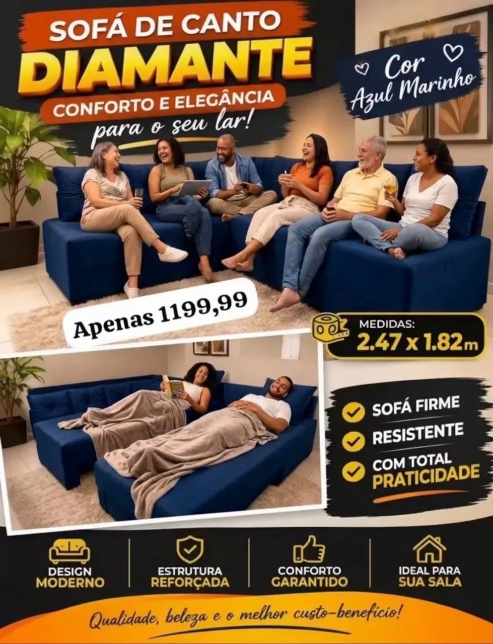 SOFÁ DE CANTO DIAMANTE !! Entrega rápida, PAGUE NA ENTREGA 