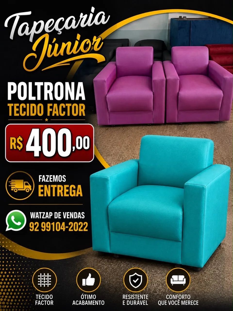 Jogo de sófa novos 850,00. Entrega grátis. - Foto 4
