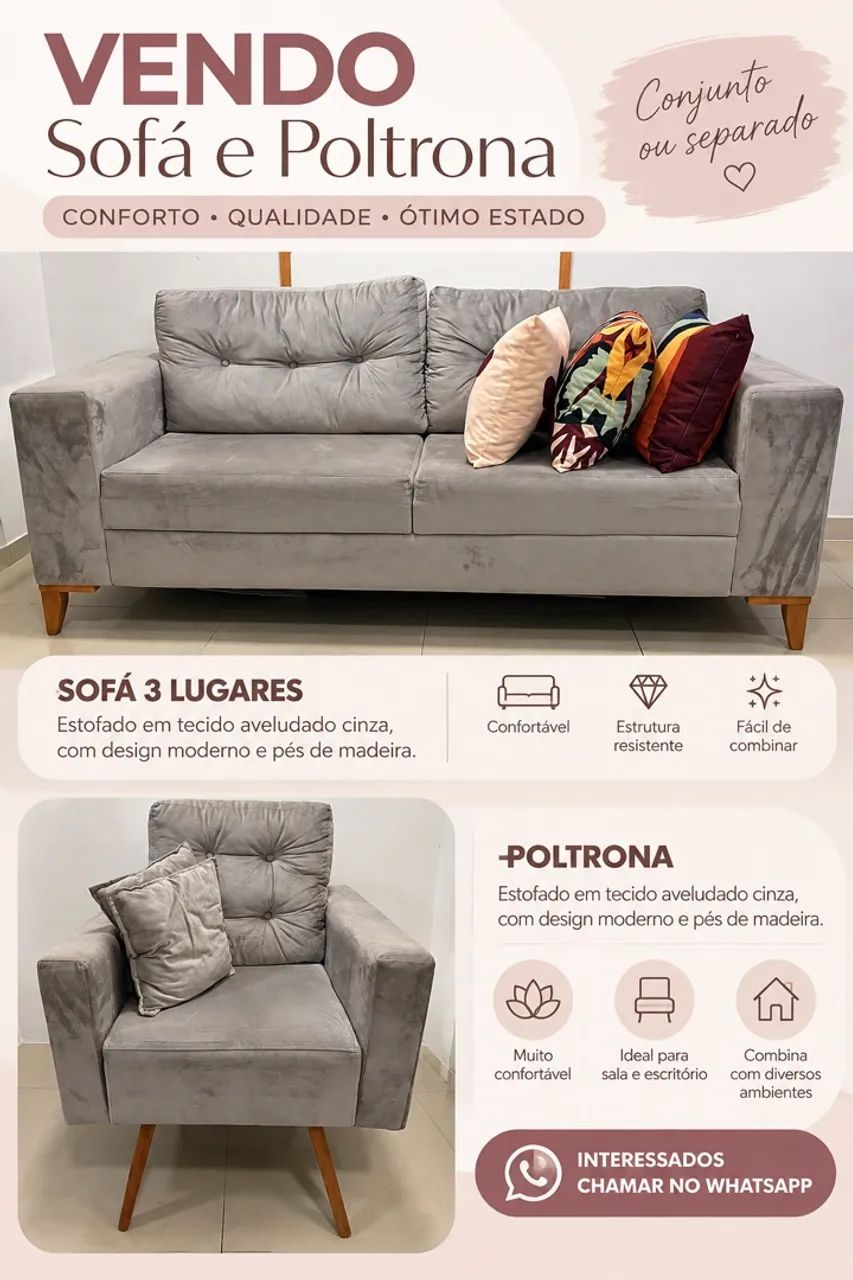Vende-se Sofá e poltrona 