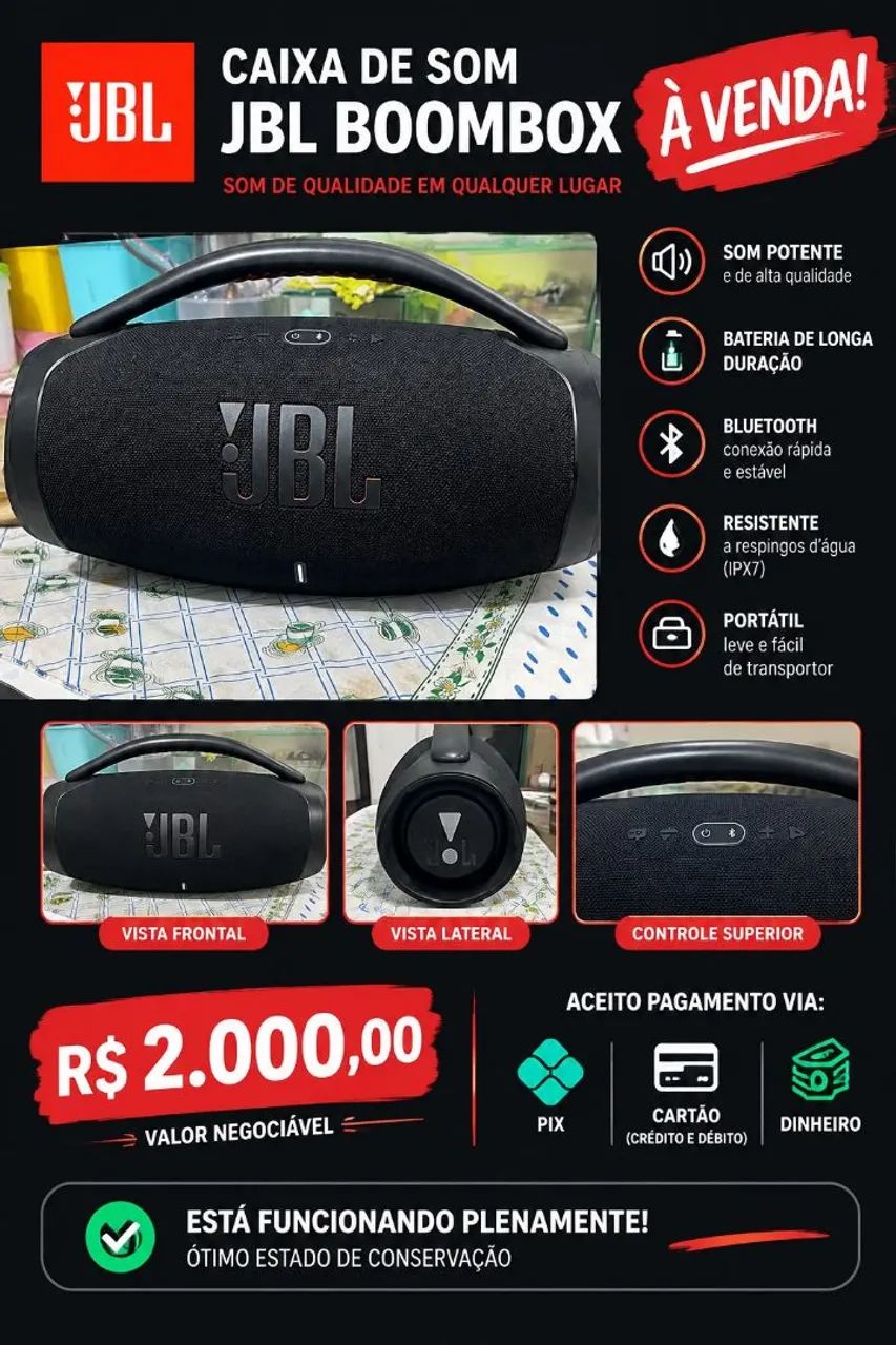 Caixa JBL valor negociavel