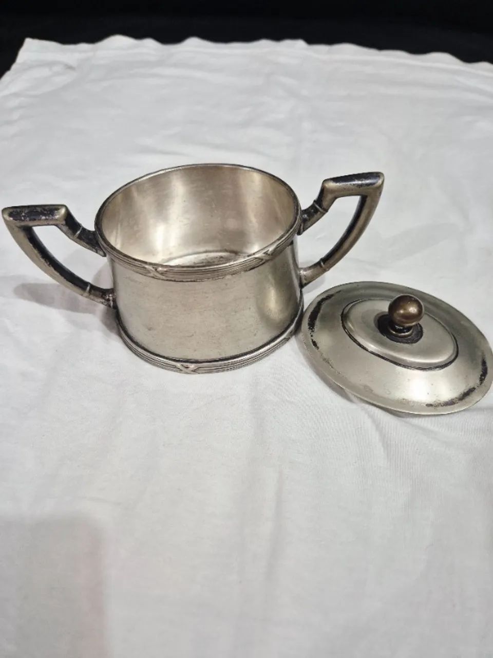 Açucareiro Antigo Wm Rogers Prata Banho Silverplate Vintage 17cm