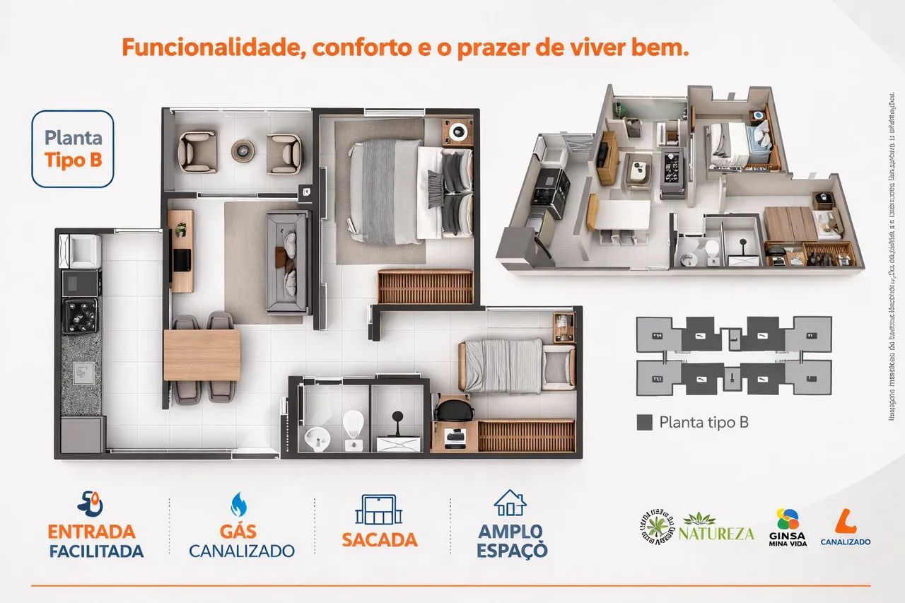 ?MINHA CASA MINHA VIDA - ATO R$1.000,00 APT 2/4 VARANDA|ELEVADOR  - Foto 3